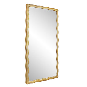 Kylo Mirror with Wavey Textured Frame in Brass