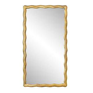 Kylo Mirror with Wavey Textured Frame in Brass