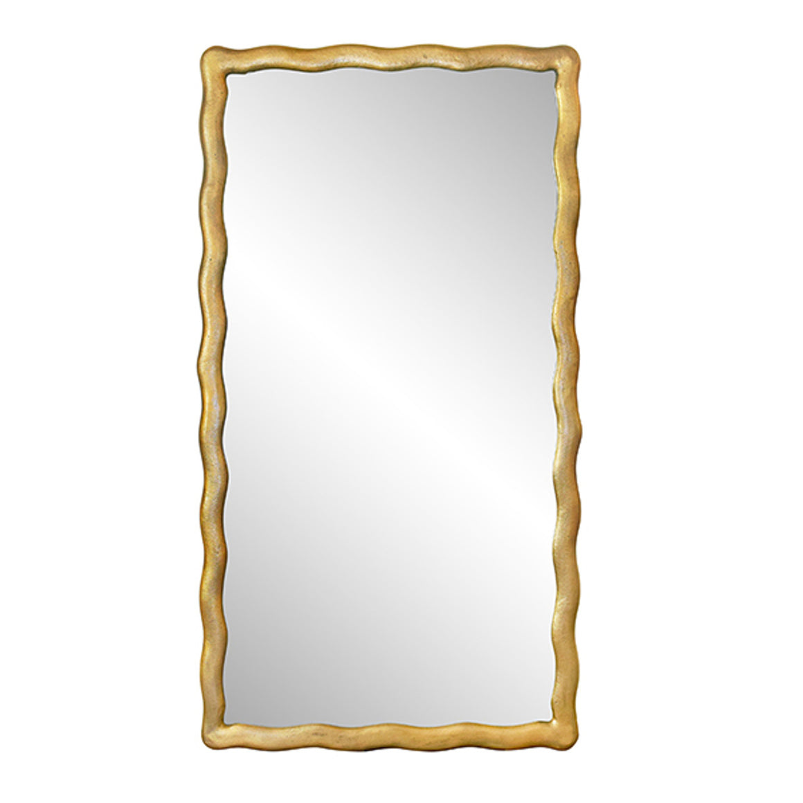 Kylo Mirror with Wavey Textured Frame in Brass