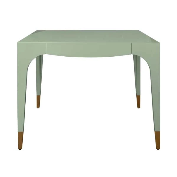 LACEY Square Tapered Leg, Two Drawer Game Table In Green Lacquer