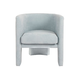 Lansky Three Leg Fully Upholstered Barrel Chair in Powder Blue Boucle