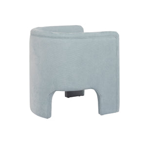 Lansky Three Leg Fully Upholstered Barrel Chair in Powder Blue Boucle