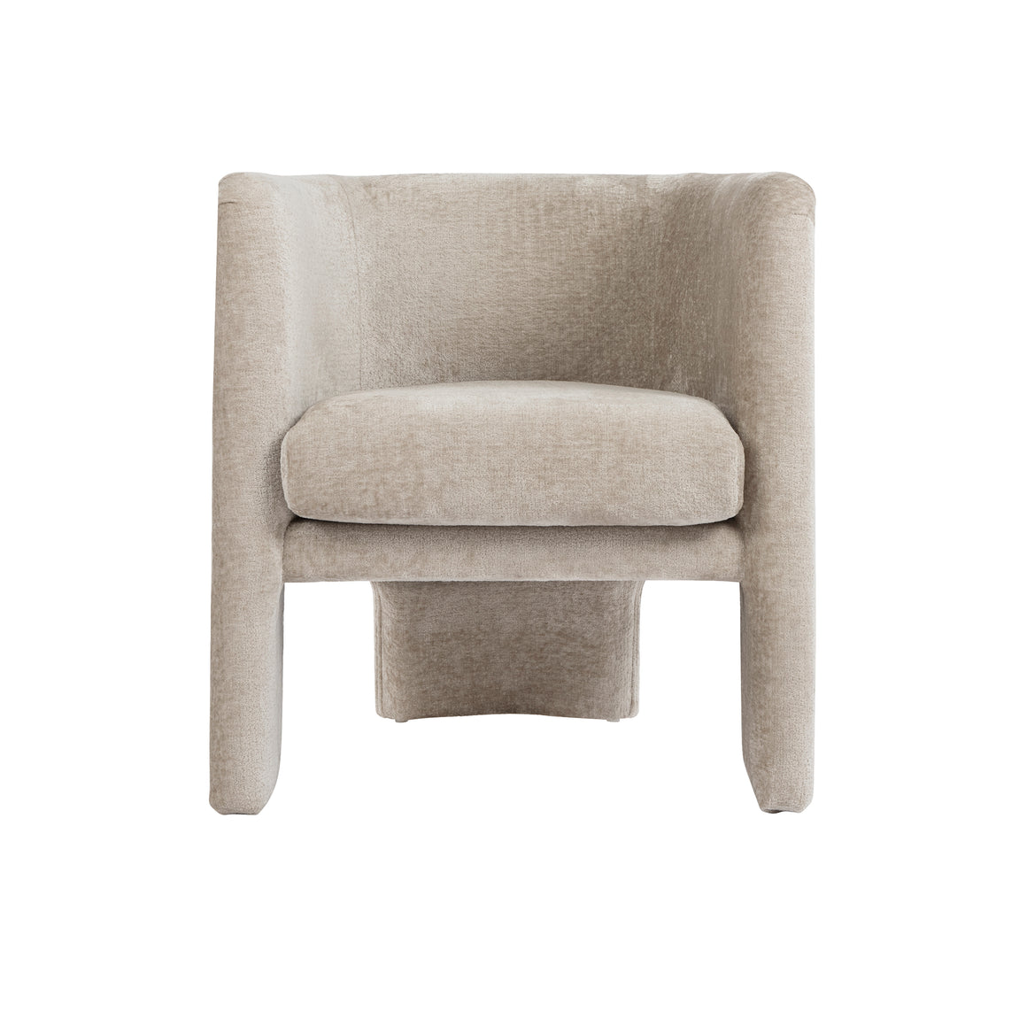 Lansky Three Leg Fully Upholstered Barrel Chair in Taupe Grey Boucle