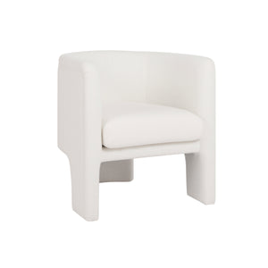 Lansky Three Leg Fully Upholstered Barrel Chair in White Boucle
