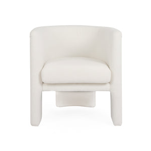 Lansky Three Leg Fully Upholstered Barrel Chair in White Boucle