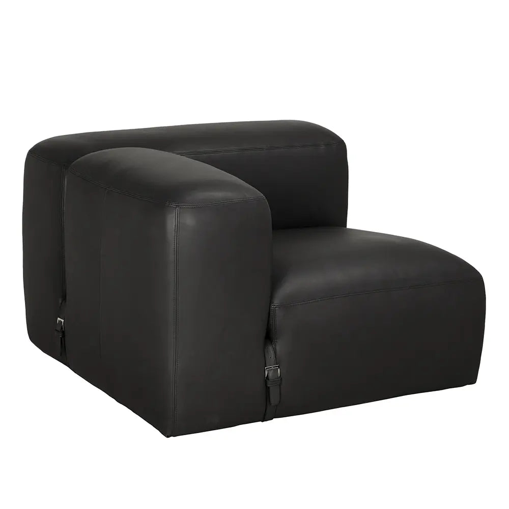 Augustus Modular Sofa, Left Corner, Santosa Matte Black Leather