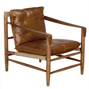Luther Chair, Cuba Brown Leather W/Canvas