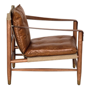 Luther Chair, Cuba Brown Leather W/Canvas