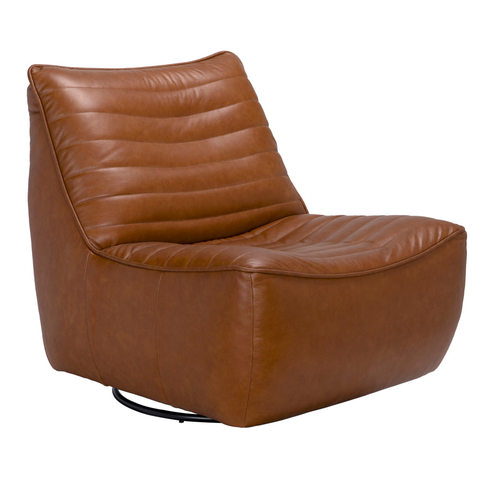 Mcclain Swivel Single Sofa, Roche Tan Leather