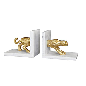 Leon Bookends with Brass Leopard
