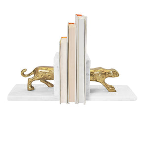 Leon Bookends with Brass Leopard