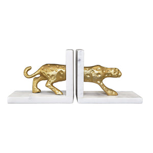 Leon Bookends with Brass Leopard