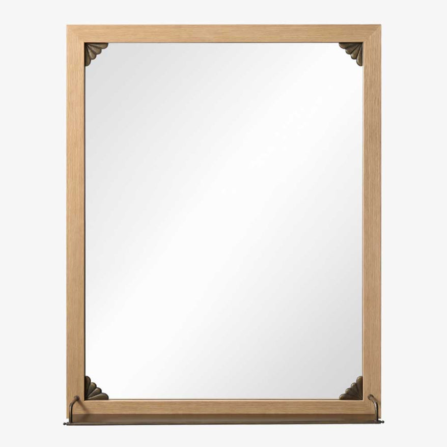 Aged Brass & Light Oak Mirror