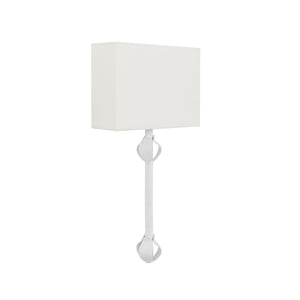 Linda Flush Iron Sconce with Leaf Detail in Matte White Powder Coat