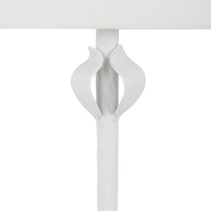 Linda Flush Iron Sconce with Leaf Detail in Matte White Powder Coat