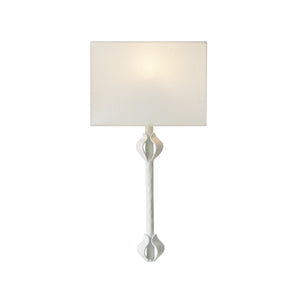 Linda Flush Iron Sconce with Leaf Detail in Matte White Powder Coat