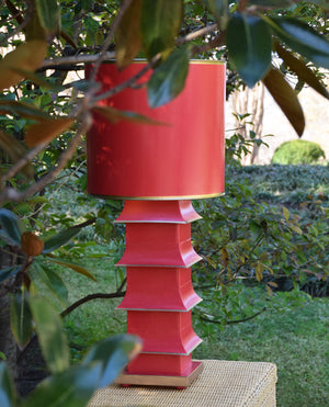 Worlds Away Large Pagoda Table Lamp – Hot Pink