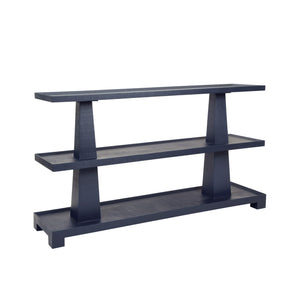 Lowen Three Tier Two Column Console In Textured Navy Linen