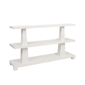 Lowen Three Tier Two Column Console In Textured White Linen