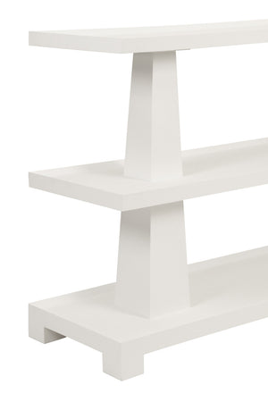 Lowen Three Tier Two Column Console In Textured White Linen