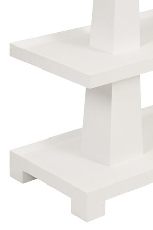 Lowen Three Tier Two Column Console In Textured White Linen