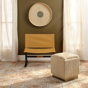 Easton Hide Ottoman, Tan