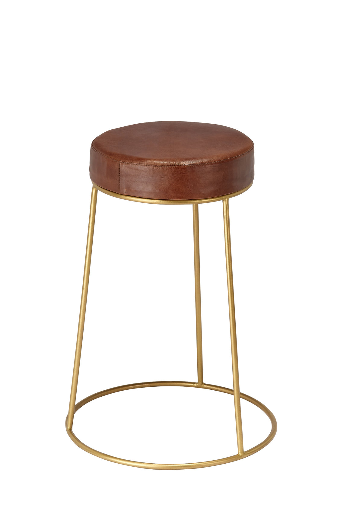 Henry Round Leather Counter Stool, Brown