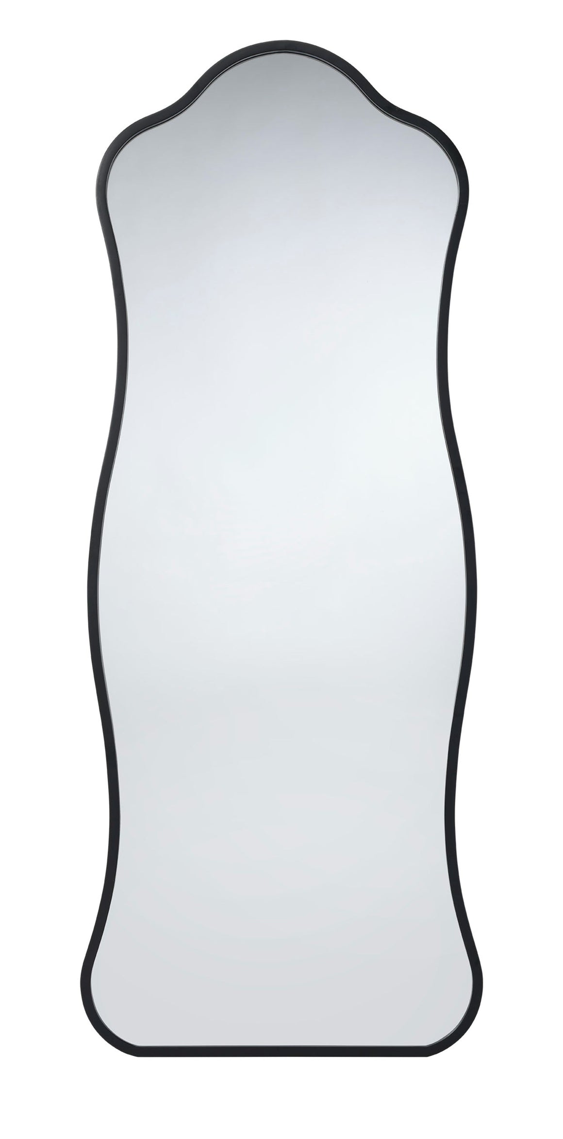 Aurora Wavy Iron Floor Mirror, Black