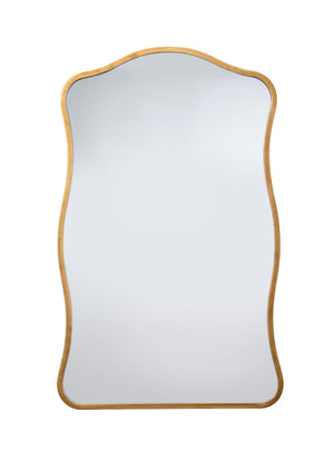 Aurora Wavy Iron Wall Mirror, Antique Brass