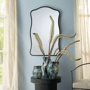 Aurora Wavy Iron Wall Mirror, Black