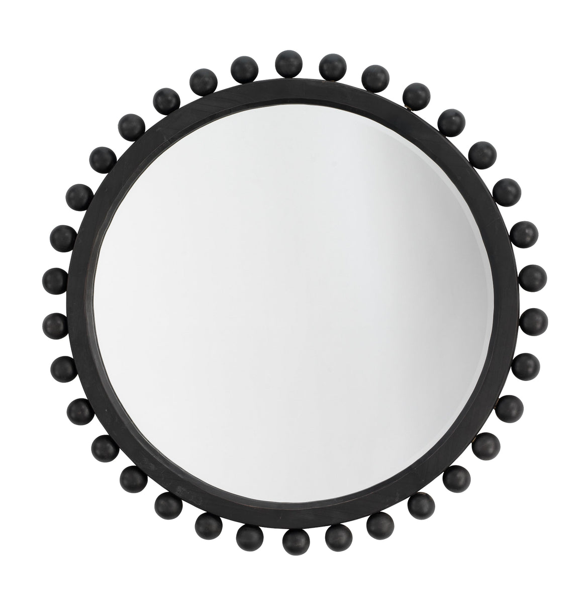 Brighton Round Wood Mirror, Charcoal