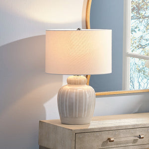 Arthur Ceramic Table Lamp with Linen Shade, Grey