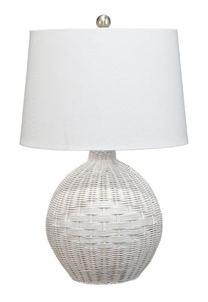 Cape Rattan Table Lamp, White