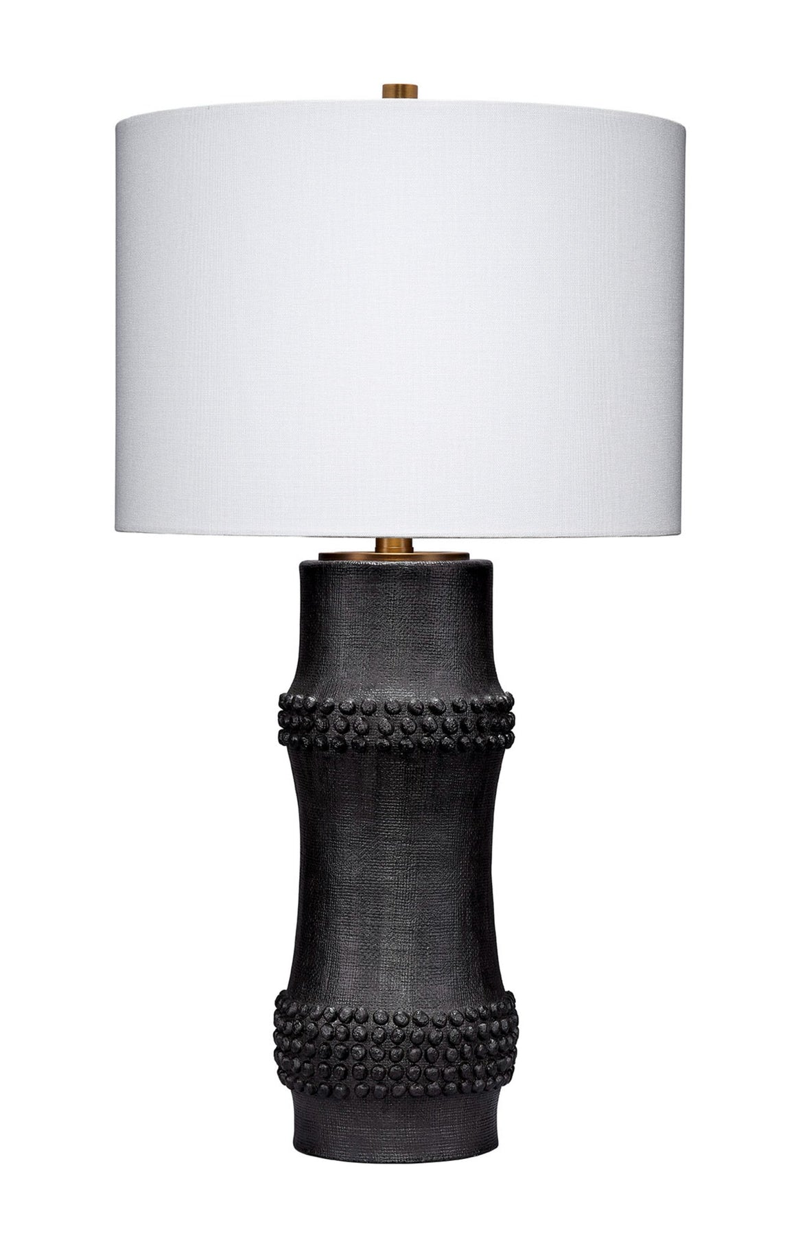 Rail Polyresin Table Lamp with Linen Shade, Black