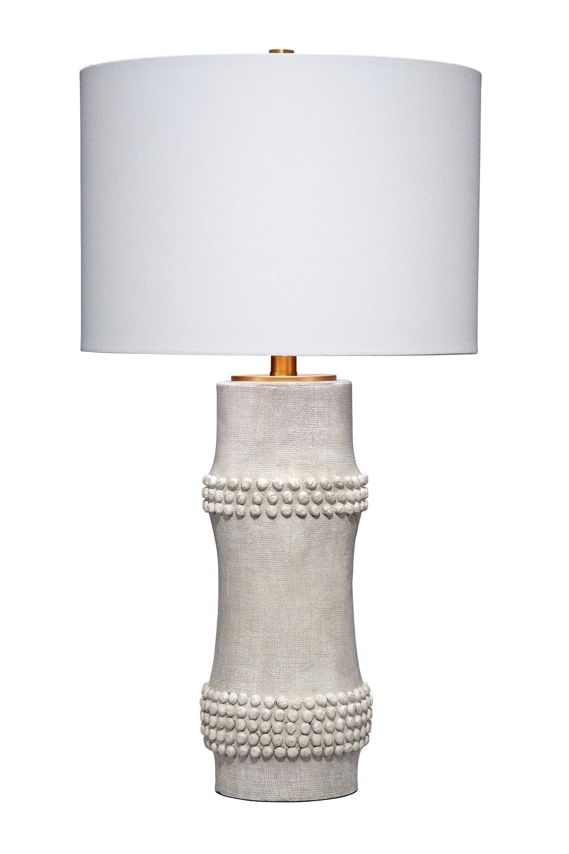 Rail Polyresin Table Lamp with Linen Shade, White