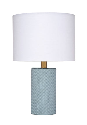 Roman Leather Table Lamp with Linen Shade, Blue