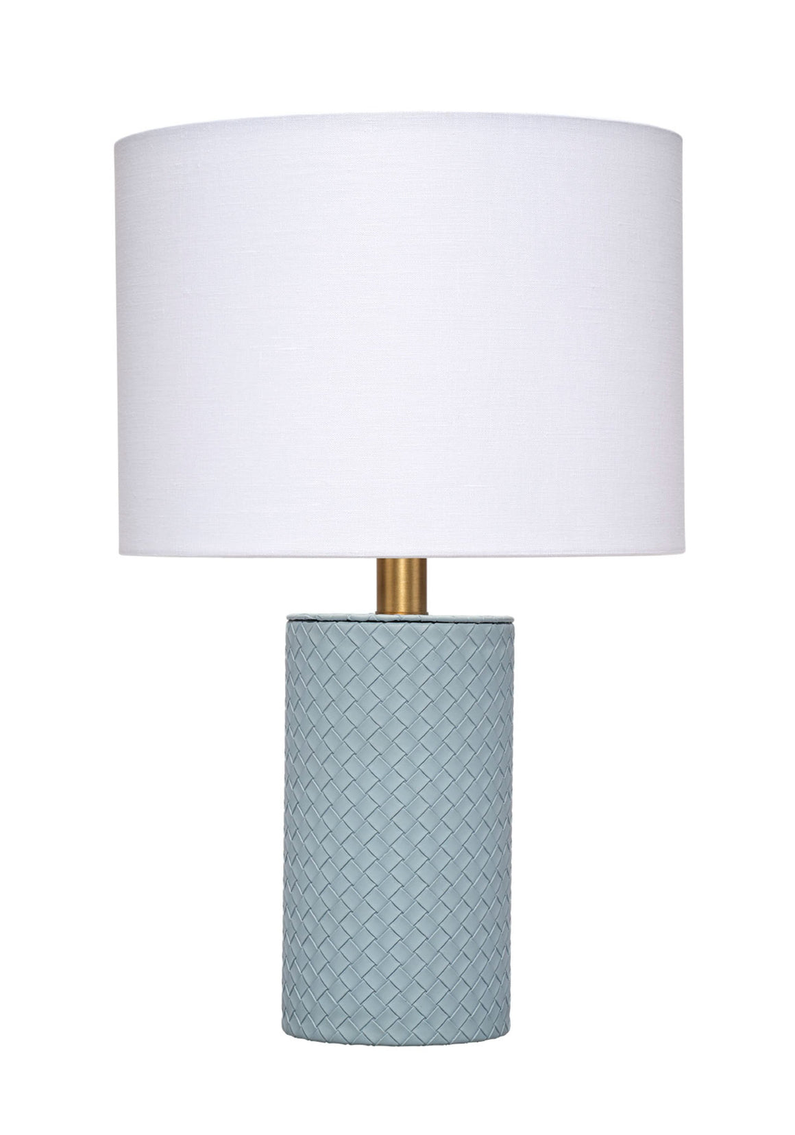 Roman Leather Table Lamp with Linen Shade, Blue