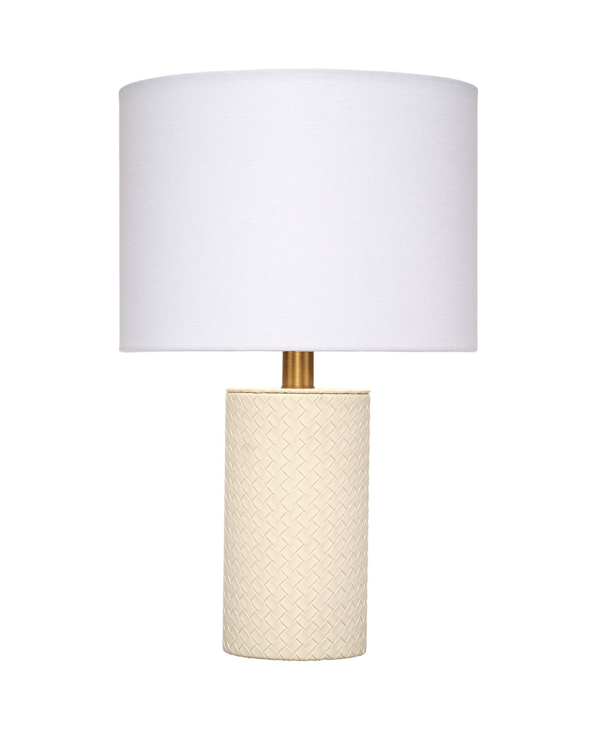 Roman Leather Table Lamp with Linen Shade, White