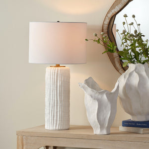 Trunk Polyresin Table Lamp with Linen Shade