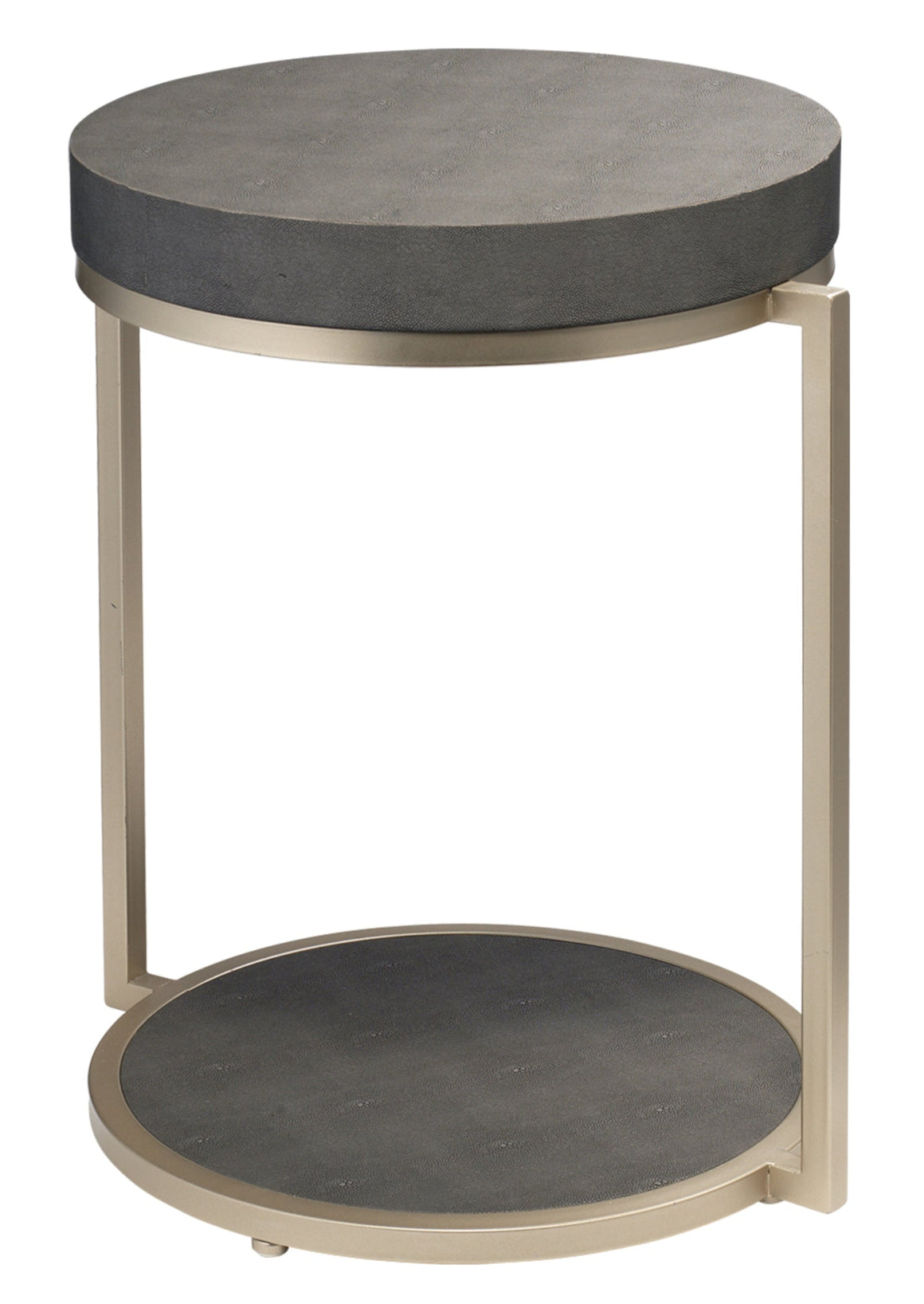 Chester Faux Shagreen Round Side Table, Grey