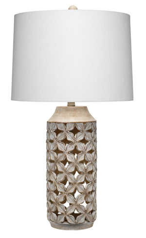 Flora Resin Table Lamp, White Wash