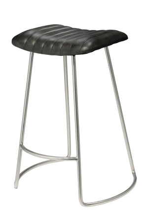 Theo Leather Counter Stool, Grey