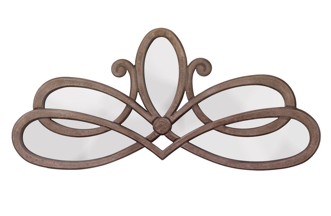 Scroll Wood Wall Mirror, Distressed Grey