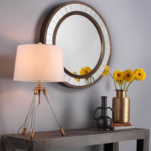 Coltrane Wood Round Wall Mirror, Antique Bronze