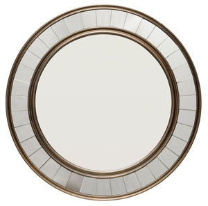 Coltrane Wood Round Wall Mirror, Antique Bronze