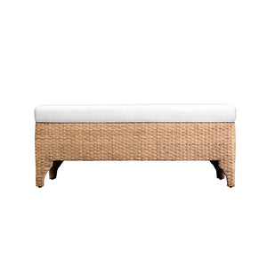 Maldives Bench in Ivory Linen Fabric