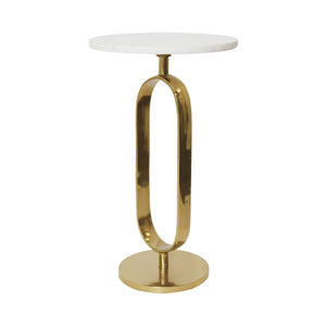 Maura Round Side Table with Brass Racetrack Base