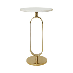 Maura Round Side Table with Brass Racetrack Base