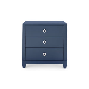 Madison 3-Drawer Side Table, Navy Blue Lacquer | Madison Collection | Villa & House