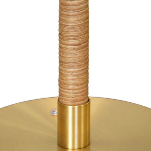 Melton Table Lamp with Wrapped Rattan Pole in Brass and White Linen Shade
